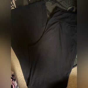 Black Ribbed Wide-Leg Yoga Pants